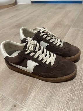 Dolce Vita Brown Suede Sneakers with White Accents